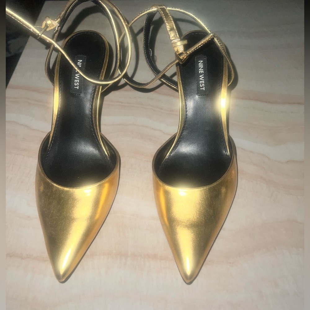 Nine West Gold Pointed Toe Heels